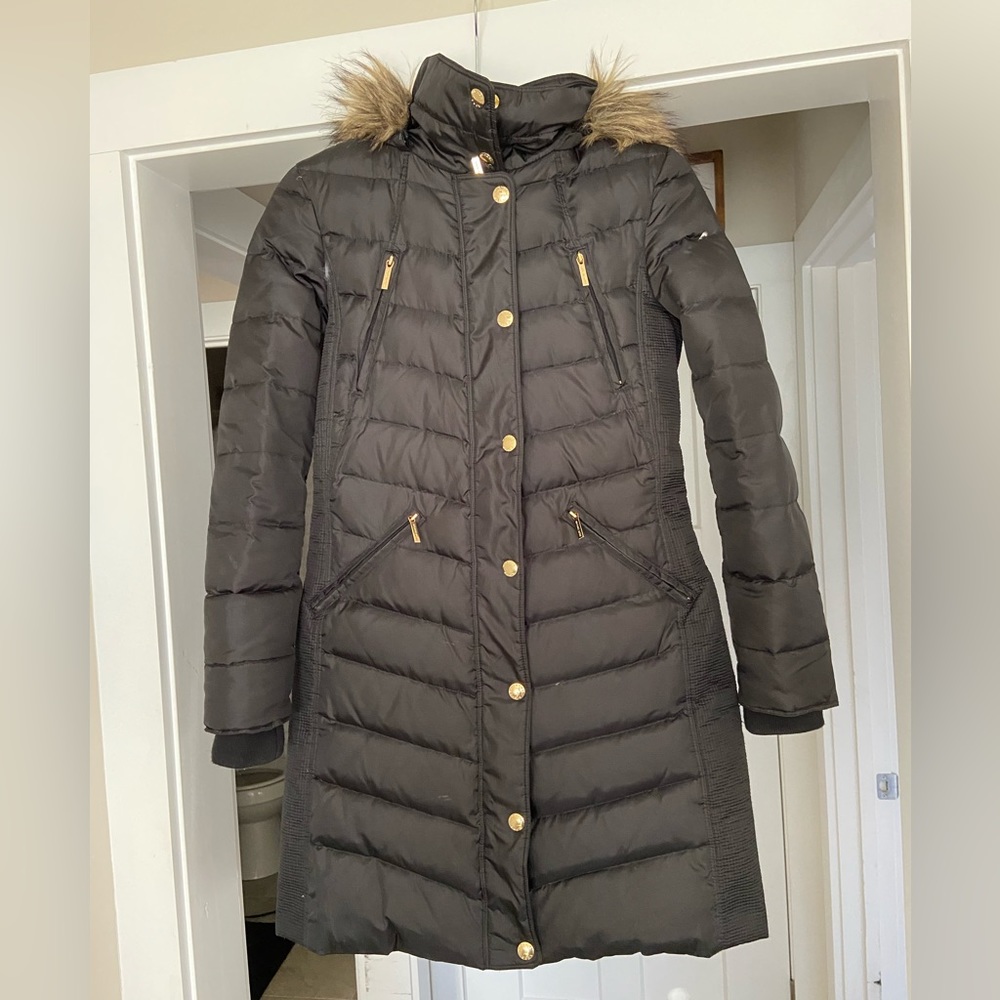 Black Michael Kors Hooded Puffer Coat